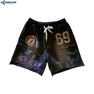 Men's Casual Cotton <b>Fleece</b> Solid Knitted Mid Waist <b>Shorts</b>-Quick Dry Breathable Eco-Friendly Front Drawstring Embroidery Private - Product Image 5