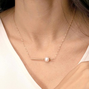 Collier minimaliste en or rose 9 carats avec perle d'eau douce pour femme, bijoux fins délicats, fabrication sur mesure OEM - Product Image 3