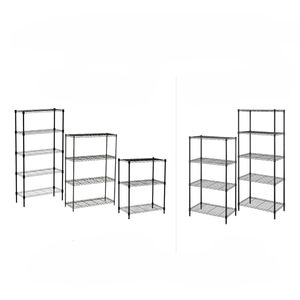 Basics Adjustable 3 <b>Shelf</b> Metal Rack | Heavy Duty Steel Storage <b>Shelf</b> Black Coated <b>Chrome</b> Finish - Product Image 3