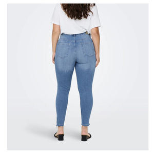 Jeans de Algodón de Alta Calidad para Mujer, Tallas Grandes, Diseño Sólido, Ajuste Delgado, Cintura Alta, Transpirables y Económicos - Product Image 3