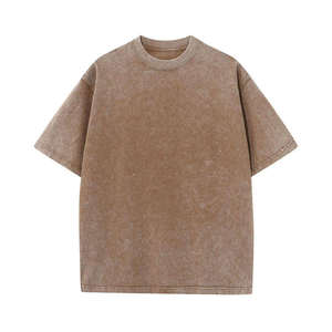 Camiseta de Hombre al por Mayor con Lavado Ácido, Estilo Urbano Hip Hop, 100% Algodón, con Logotipo Personalizable, Oversize Vintage - Product Image 1