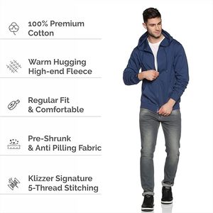 New Style Mens Casual Zip Hoodie 100% Cotton <b>Fleece</b> Eco-Friendly Breathable Long Sleeve Hooded <b>Jacket</b> Comfortable Winter Wear - Product Image 5