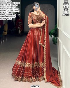 ชุดเลเฮนกาโชลีแบบดั้งเดิมสำหรับเจ้าสาว แบรนด์ Bandhani Rani Noor ยาวถึงพื้น ป้องกันแสงแดด แห้งเร็ว เหมาะสำหรับงานแต่งงานและงานปาร์ตี้ทุกฤดูกาล - Product Image 3