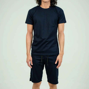 Conjunto de Camiseta y Pantalones Cortos con Diseño de Logotipo Personalizado, Ropa de Verano Hecha en Fábrica para Hombre, Color Sólido, Estilo Hip Hop, Material de Algodón Terry - Product Image 1