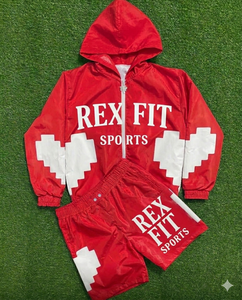 Conjunto deportivo informal para hombre, cortavientos, transpirable, de poliéster, chaqueta y pantalones cortos, traje deportivo de verano. - Product Image 4