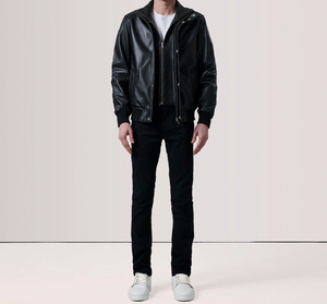 เสื้อแจ็คเก็ตหนัง PU สังเคราะห์สำหรับผู้ชาย แฟชั่นวินเทจ เสื้อผ้าทันสมัย คอตั้งนุ่ม ซิปแบบรูดขึ้น-ลง เสื้อแจ็คเก็ตสไตล์มอเตอร์ไซค์สำหรับผู้ชาย เสื้อผ้าสตรีทแวร์ - Product Image 2