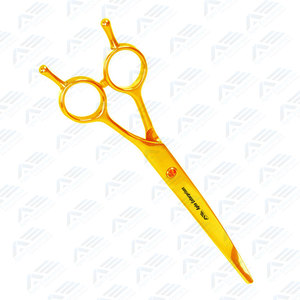 Gold Color Coated <b>Dog</b> Hair Grooming <b>Scissor</b> 7.5" Straight Blade Pet Grooming Shears with Double Adjustable Finger Rest - Product Image 4