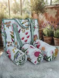 Sac fourre-tout matelassé en coton imprimé artisanal pour l'hiver, avec fermeture éclair, grandes poches réutilisables, doublure en toile, vente en gros - Product Image 2