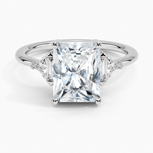 Bague SOJ 018 en argent 925, coupe radiante, style Art Déco, avec moissanite 2 carats couleur D VVS1 certifiée GRA, plaquée rhodium, pour mariage - Product Image 1