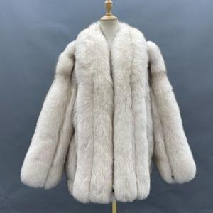 Winter Warm White Fox <b>Long</b> Line Collar Special Thick Fur Line OEM Wholesale <b>Men</b> Fox Fur <b>Coats</b> - Product Image 1