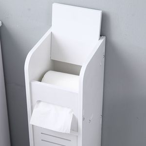 Mobiletto sottile per bagno salvaspazio con lavabo, organizer, porta asciugamani e porta carta igienica per angolo o pavimento - Product Image 4