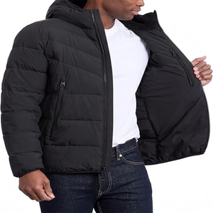 Premium Mens Lightweight Padded Waterproof Breathable Eco-Friendly Anti-UV Hooded PU Fabric Jacket <b>Warm</b> Quilted Winter Coat Full - Product Image 4