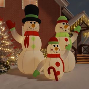 Muñeco de Nieve Inflable Multicolor Familiar, Tela Oxford Resistente con Revestimiento de PU, Decoraciones Navideñas para Jardín - Product Image 1