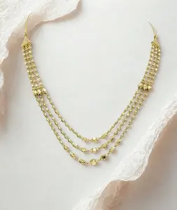 Elegante collar de cuentas doradas de varias capas con diseño de cadena larga para mujer, joyería nupcial tradicional para fiestas. - Product Image 2