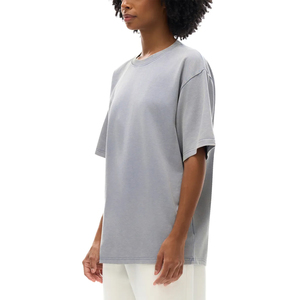 Men Boxy Acid Wash Casual Loose-Fit Short Sleeve Cropped Style Oversized Vintage Street Solid Heavyweight 100% Cotton 260GSM - Product Image 2