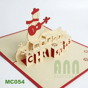 การ์ดอวยพรรูปกีตาร์ทำจากกระดาษรีไซเคิลแบบกำหนดเอง ANN HANDICRAFT MC054 ตัดด้วยเลเซอร์ 3 มิติ เคลือบด้าน ปั๊มร้อน พิมพ์ออฟเซ็ต - Product Image 1