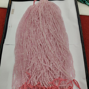 Cuentas sueltas semipreciosas facetadas de forma redonda de cuarzo rosa Natural 100%, cuentas naturales, piedras preciosas sueltas, joyería hecha a mano - Product Image 2