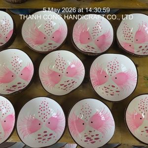 Tazón de Coco Lacado de Alta Calidad con Motivo de Dos Peces, Ecológico, para Servir Ensaladas de Frutas, al Mejor Precio - Product Image 2