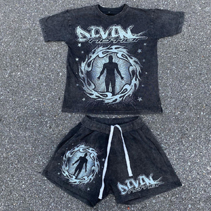 Ropa de moda para hombre, ropa de verano transpirable, conjunto de camiseta y pantalones cortos para correr, camisetas de manga corta con logo personalizado - Product Image 2