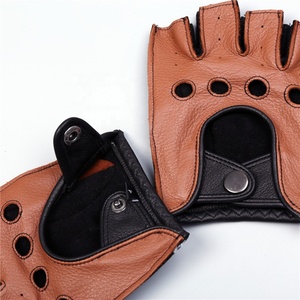 Gants de conduite en cuir de mouton véritable, mitaines sans doigts, de haute qualité, nouveaux modèles 2022 - Product Image 3