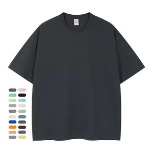 T-shirt ample à épaules tombantes en coton, col rond, manches courtes, couleur unie, décontracté, streetwear pour homme, tenue d'été, uni - Product Image 6