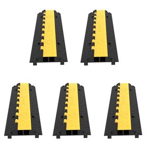 Rampa di Protezione per Cavi in Gomma a Doppio Canale, Set da 5 Pezzi, Resistente, Capacità 66.000 Libbre, per Passi Carrabili e Protezione Cavi/Tubi - Product Image 1