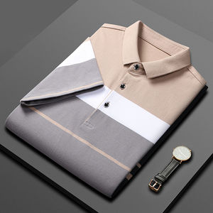 Camiseta de Manga Corta a Rayas para Hombre, Primavera-Verano 2025, Nueva, de Alta Calidad, Algodón Fino, Estilo Business, Polo para Hombre - Product Image 3
