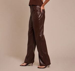 <b>Women</b> Faux Leather <b>Jogger</b> Pants Elastic Waist Soft PU Fashion Casual Daily Wear Comfortable Custom Factory OEM ODM Production - Product Image 2
