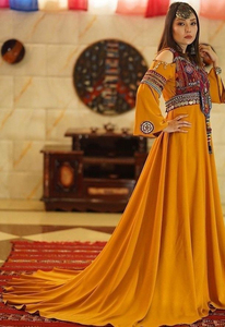 Robe afghane en mousseline de soie à manches longues, artisanale, style tribal Kuchi, avec broderies, 100% faite à la main, service OEM de qualité économique. - Product Image 6