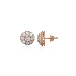 Pendientes de Oro Rosa con Corte Redondo y Circonita, Joyería Clásica para Mujer al Mejor Precio, Plateados en Plata - Product Image 3
