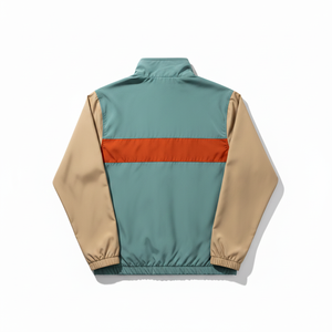 Custom Wholesale Men Vintage Color Block Windbreaker Jacket Lightweight Waterproof Outdoor Retro Streetwear Track Top Coat - Product Image 3