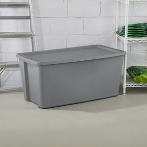 Extra <b>Large</b> 50-Gallon Durable Plastic Storage Tote with Snap-On Lid Gray-for Bulk Storage <b>Bins</b> & Boxes - Product Image 3