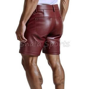Sportswear Men's Leather Shorts Gym Fitness Training <b>Exercise</b> Wear Shorts 100% Leather made Plain Dyed Men's Shorts for Sale - Product Image 4