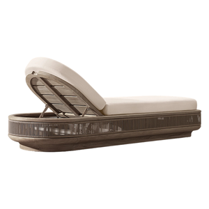 Chaise longue d'extérieur Emma Premium à profil bas, avec coussin épais, style flottant, structure en teck, dossier réglable – Offre Spéciale - Product Image 4