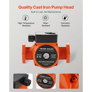 ปั๊มน้ำร้อนแบบหมุนเวียน F-007-F5-71FC สำหรับเครื่องทำความร้อนในบ้าน ทำจากเหล็กหล่อ 23 GPM AC 120V พร้อมข้อต่อหน้าแปลนขนาด 1 นิ้ว สายส่งน้ำร้อนยาว 16 ฟุต - Product Image 2