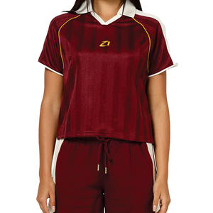 Camisetas deportivas retro clásicas rojas de fútbol americano personalizadas con camisetas deportivas a rayas de manga corta, OEM, marca privada, al por mayor - Product Image 2