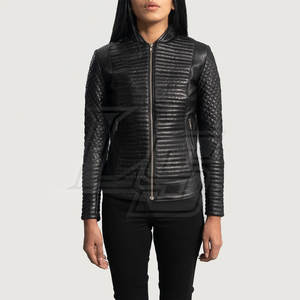 Chaqueta de Cuero Negra para Motociclista, Estilo Urbano, Ajustada, con Cierre, Clásica, Casual - Product Image 1