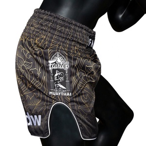 Équipement d'entraînement de kickboxing personnalisé FAIRTEX, short de Muay Thai noir imprimé par sublimation, entraînement de combat, gym, MMA, brodé - Product Image 6
