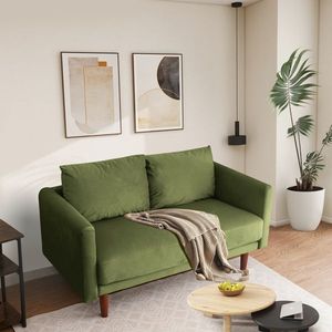 55.5\" Round Arm Velvet Loveseat for Apartment Living Room Sofas - Product Image 1