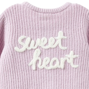 Cárdigan de punto rosa claro para bebé con texto de corazón, suéter de algodón suave de manga larga con botones frontales para recién nacidos, bebés y niños pequeños - Product Image 5