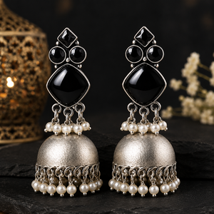 Pendientes de Plata Antigua Chapada Elegantes y Tradicionales de Fábrica Directa con Engaste de Bisel de Piedra Artificial, Venta al por Mayor de Joyería - Product Image 5