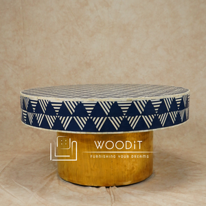 Mesa de Centro Moderna con Base de Metal Dorado, Redonda, de Mármol, de Alta Calidad, Tamaño Personalizable, Elegante y Portátil - Product Image 1