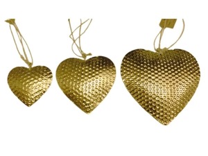 <b>Red</b> Heart Metal Hanging Ornament with Gold Snowflake <b>Glitter</b> Design Traditional Christmas Tree Decor - Product Image 3