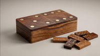 Jeu de société d'intérieur artisanal en résine et bois, écologique, avec dominos en bois de rose indien et jeu de tic-tac-toe, idéal pour Diwali et Pâques