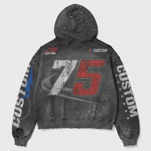 Sweat-shirt à capuche surdimensionné pour homme personnalisé, impression par sublimation, streetwear, design noir vieilli - Product Image 2