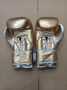 Gants de boxe en cuir dorés et argentés, à lacets, sans sangle, ajustables et respirants, pour adultes – Équipement de boxe - Product Image 5