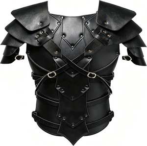 Armadura de Pecho de Cuero Genuino Estilo Guerrero con Placas para Hombros y Correas Cruzadas, Corsés Negros - Eoin Winston Sports Garments - Product Image 2
