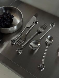 ชุดช้อนส้อมเปลือกหอยรุ่นล่าสุด ชุบทองเหลือง เกรดสำหรับอาหาร ชุบเงิน - Product Image 3