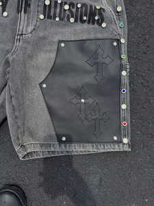 Pantalones Cortos de Mezclilla Holgados para Hombre, Estilo Urbano, Personalizados, Vintage, Desgastados - Product Image 3