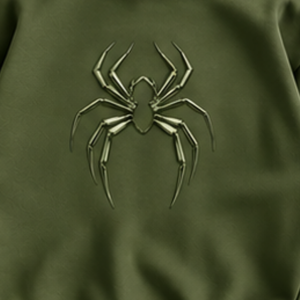 Olive <b>Green</b> Spider Graphic Pullover Hoodie Oversized <b>Cropped</b> Fit Streetwear Sweatshirt <b>Long</b> <b>Sleeve</b> Hooded <b>Top</b> Wholesale Apparel - Product Image 6